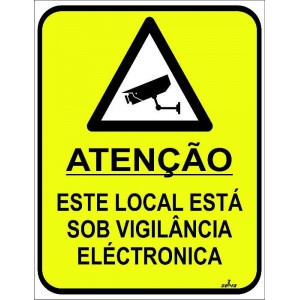 Placa de sinaliza&ccedil;&atilde;o de vigil&acirc;ncia