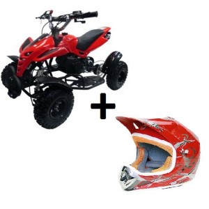 Mini Moto 4, Pocket Quad, Minimota, ATV, Vermelha LC 49cc + Capacete para crian&ccedil;a 