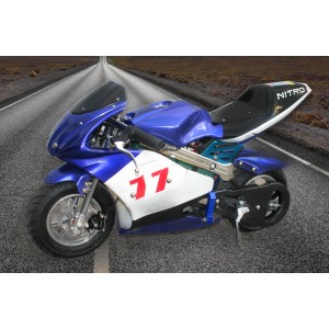 Mini Mota, Minimoto, Pocket Bike, Eletrica 350W Azul e branca