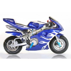 Mini Mota, Minimoto, 49cc Azul c/chamas de cor prata