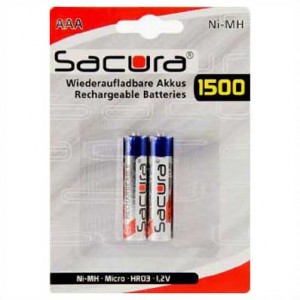 Pilhas, baterias recarreg&aacute;veis AAA 1500mAh 2 unidades