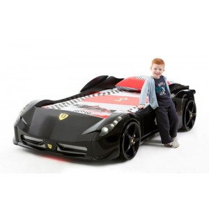 Cama Carro Ferrari crian&ccedil;a Preto com Luz, Som e comando