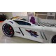 Cama Carro Jaguar criança Branco com Luz, Som e comando