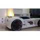 Cama Carro Jaguar criança Branco com Luz, Som e comando