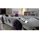 Cama Carro Jaguar criança Branco com Luz, Som e comando